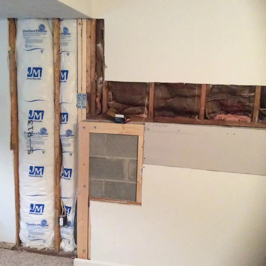 Wall insulation replacement during Basement Flood Cleanup in Argentine